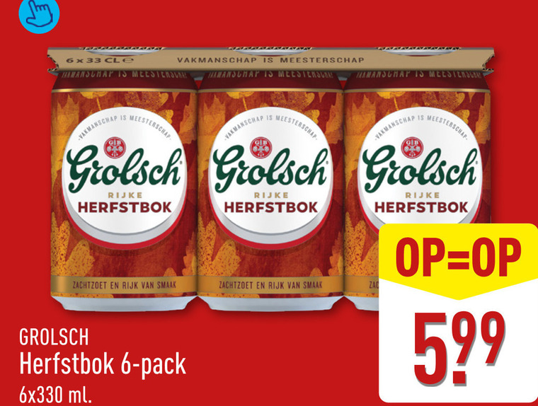 grolsch bokbier 6 33 meesterschap rijke herfstbok zachtzoet rijk pack ml folder aanbieding bij Aldi Grolsch bokbier folder aanbieding bij Aldi - details