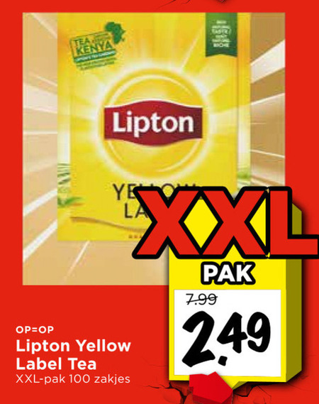 lipton thee 100 kenya yellow label tea xxl pak zakjes folder aanbieding bij Vomar Lipton thee folder aanbieding bij Vomar - details