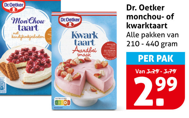 dr oetker bakmix dr.oetker monchou taart kwark aardbei dr. kwarktaart pakken pak folder aanbieding bij Hoogvliet Dr Oetker bakmix folder aanbieding bij Hoogvliet - details