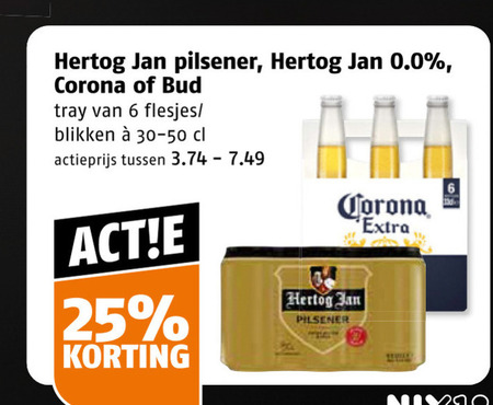 corona bud hertog jan blikjes bier alcoholvrij speciaalbieren 6 25 pilsener 0.0 tray blikken actieprijs folder aanbieding bij Poiesz Bud alcoholvrij bier, speciaalbier folder aanbieding bij Poiesz - details