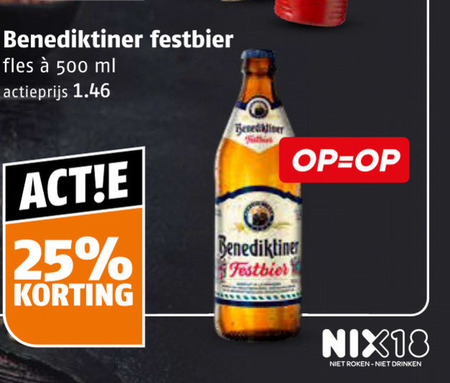 benediktiner speciaalbieren 25 500 fles ml actieprijs nix18 roken drinken folder aanbieding bij Poiesz Benediktiner speciaalbier folder aanbieding bij Poiesz - details