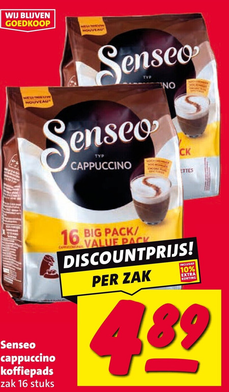 douwe egberts senseo koffiepads 10 16 hell nouveau cappuccino zak stuks big pack discountprijs folder aanbieding bij Nettorama Douwe Egberts Senseo koffiepad folder aanbieding bij Nettorama - details