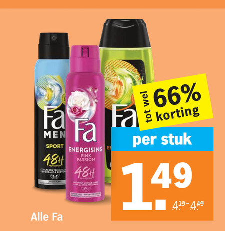 fa douchegel deodorant men sport energising protection coolfresh technology pink passion stuk folder aanbieding bij Albert Heijn Fa deodorant, douchegel folder aanbieding bij Albert Heijn - details
