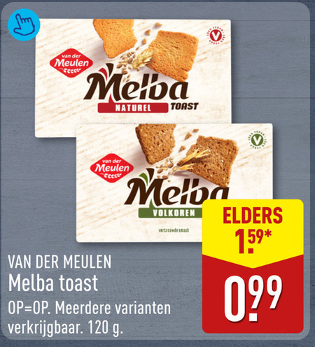 melba toast 120 der meulen naturel melon volkoren vertrouwde meerdere elders folder aanbieding bij Aldi Melba toast folder aanbieding bij Aldi - details