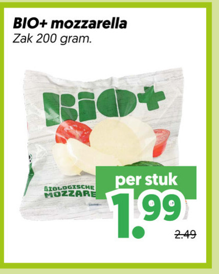 mozzarella 200 bio zak biologische stuk folder aanbieding bij Dekamarkt