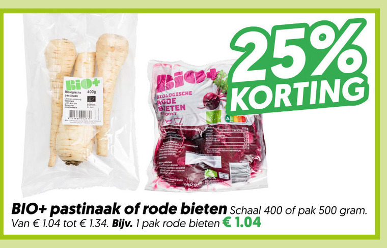 bietjes pastinaak 1 25 400 500 bio biologische bieten rode schaal pak folder aanbieding bij Dekamarkt