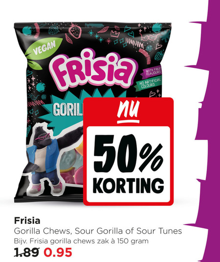 frisia snoep 50 150 with fruit flavours artificial colours b gorilla chews sour tunes zak folder aanbieding bij Jumbo Frisia snoep folder aanbieding bij Jumbo - details