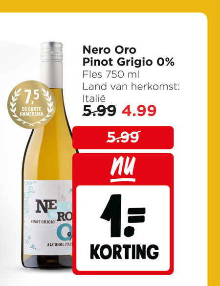 witte wijn 1 750 7 5 hamersma pinot grigio alcohol nero fles ml land 5.99 folder aanbieding bij Jumbo