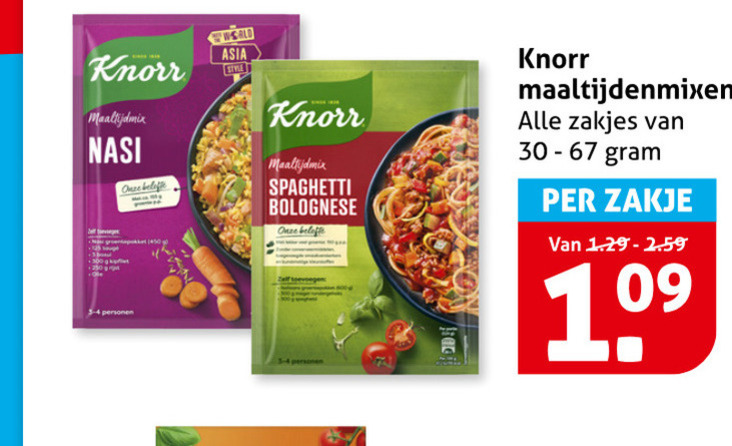 knorr maaltijdmix nasi belofte personen asia spaghetti bolognese zakjes zakje folder aanbieding bij Hoogvliet Knorr maaltijdmix folder aanbieding bij Hoogvliet - details