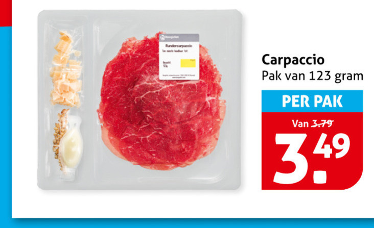 carpaccio pak folder aanbieding bij Hoogvliet