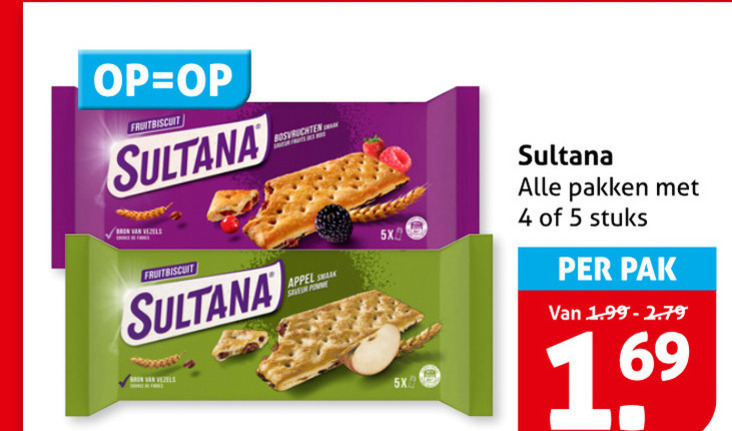 Sultana   fruitbiscuit folder aanbieding bij  Hoogvliet - details
