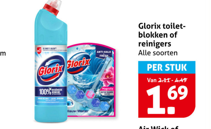 glorix bleekmiddel toiletblok 69 100 hygienische water anti kalk fresh magnolia toilet blokken reinigers soorten stuk 16 folder aanbieding bij Hoogvliet Glorix toiletblok, bleekmiddel folder aanbieding bij Hoogvliet - details