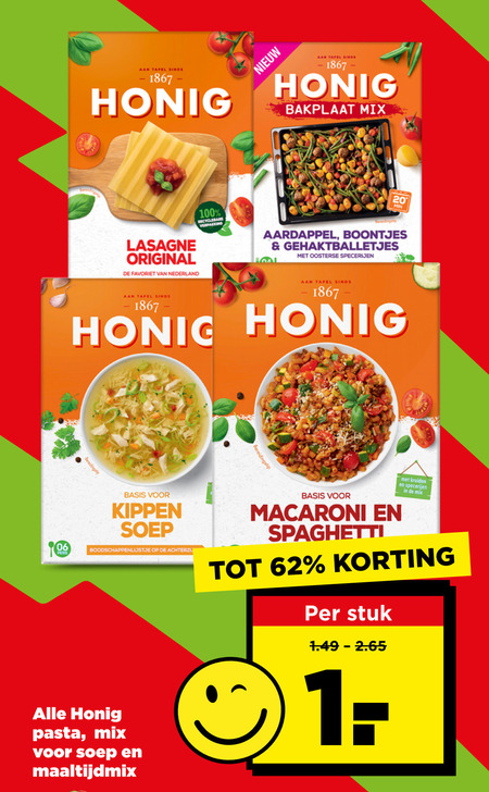 Honig   macaroni, spaghetti folder aanbieding bij  Plus - details
