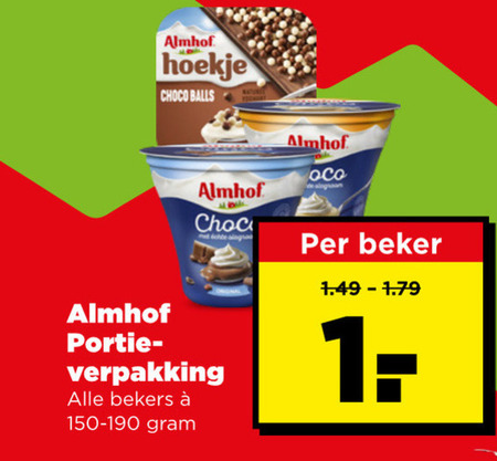 almhof toetje hoekje choco balls choc bekers beker folder aanbieding bij Plus Almhof toetje folder aanbieding bij Plus - details