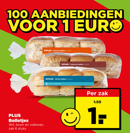 bolletjes 1 6 100 bruine bollen stuks volkoren witte weinig vezels wit bruin zak folder aanbieding bij Plus