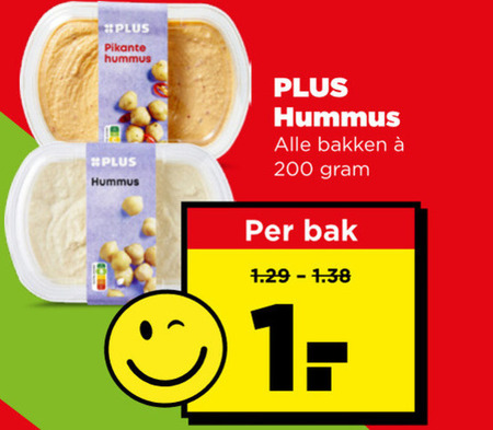 plus huismerk houmous 200 pikante hummus bakken bak folder aanbieding bij Plus Plus Huismerk houmous folder aanbieding bij Plus - details