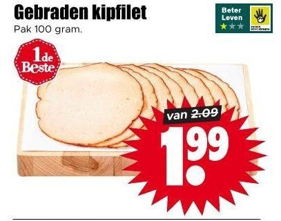kipfilet 100 gebraden pak beter leven folder aanbieding bij Dirk