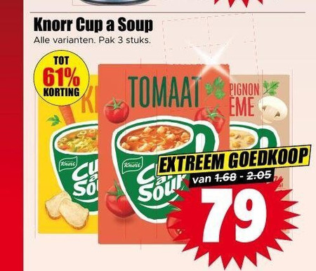 cup a soup soep 3 knorr pak stuks tomaat champignon extreem sour folder aanbieding bij Dirk Cup a Soup soep folder aanbieding bij Dirk - details