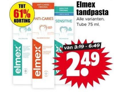 elmex tandpasta anti caries original sensitive tube ml folder aanbieding bij Dirk Elmex tandpasta folder aanbieding bij Dirk - details