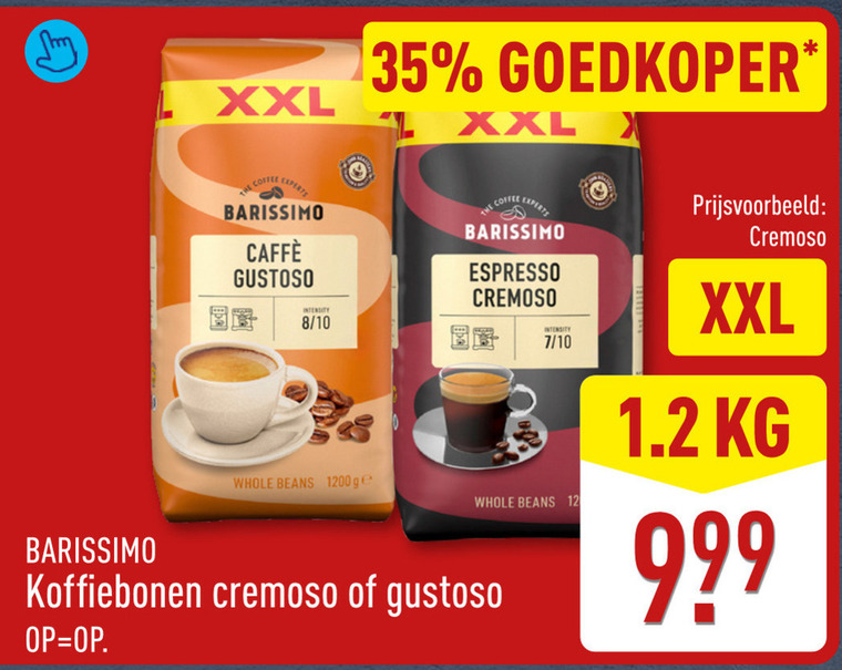barissimo koffiebonen 12 35 xxl experts coffee caffee goedkoper espresso cremoso intensity 8 10 7 whole beans ge 1.2 folder aanbieding bij Aldi Barissimo koffiebonen folder aanbieding bij Aldi - details