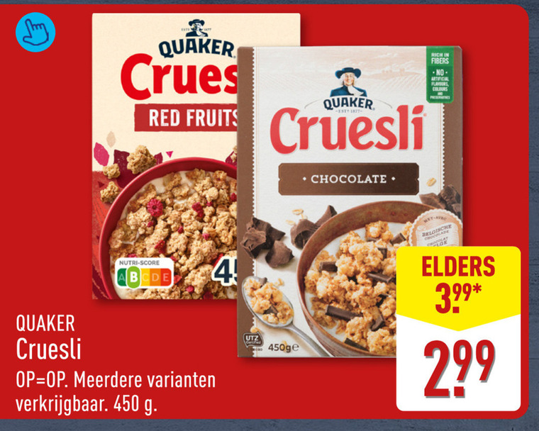 Quaker   cruesli folder aanbieding bij  Aldi - details