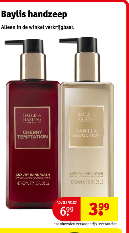 handzeep 400 baylis harding cherry temptation vanilla seduction luxury hand wash savon liquide pour les mains ml oz le us 6 99 3 folder aanbieding bij Kruidvat