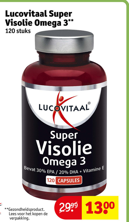 visolie 3 20 30 120 lucovitaal super omega stuks vitamine gezondheidsproduct lees capsules folder aanbieding bij Kruidvat