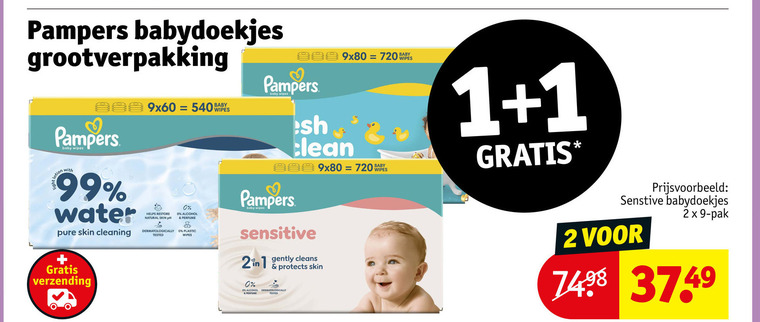 Pampers   billendoekjes folder aanbieding bij  Kruidvat - details
