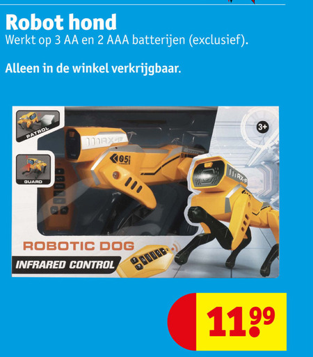 speelgoedrobot 2 3 20 robot hond aa aaa batterijen patrol guard dog control folder aanbieding bij Kruidvat
