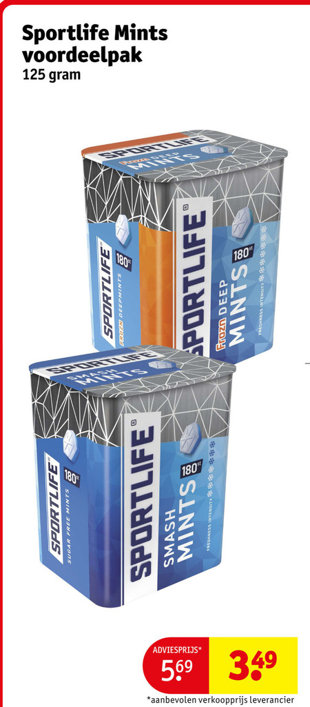 sportlife kauwgom 180 mints deep frozn sugar free freshness intensity smash folder aanbieding bij Kruidvat Sportlife kauwgom folder aanbieding bij Kruidvat - details