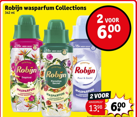 robijn wasverzachter 2 600 collections ml 60 geur intense tropical paradise secret puur zacht langdurig folder aanbieding bij Kruidvat Robijn wasverzachter folder aanbieding bij Kruidvat - details