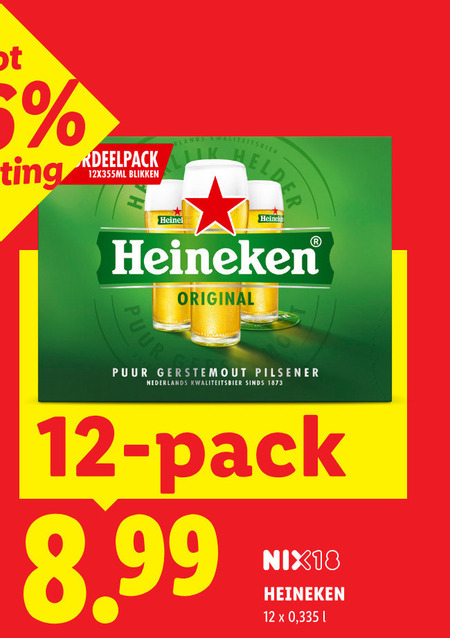 heineken blikjes bier 12 blikken held original puur gerstemout pilsener nederlands kwaliteitsbier pack nix18 335 folder aanbieding bij Lidl Heineken blikje bier folder aanbieding bij Lidl - details