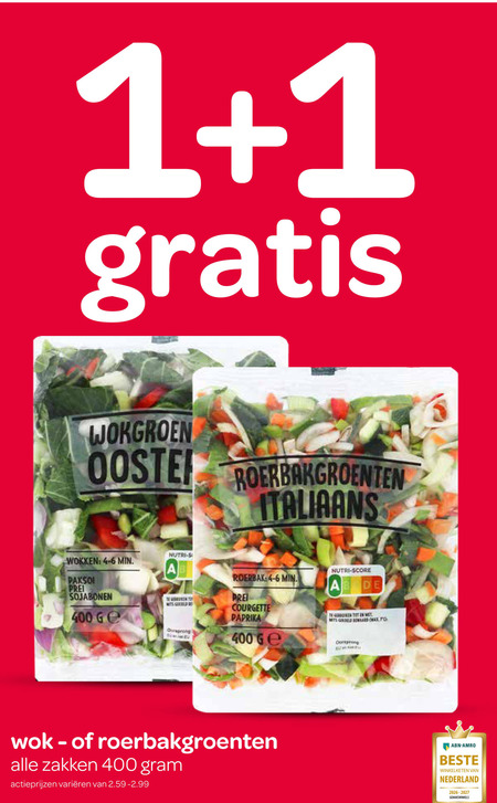 groentenpakket 1 400 ooster roerbakgroenten italiaans wokken min paksoi prei nutri score roerbak courgette paprika gold ge wok zakken varieeren abn amro winkelketen nederland folder aanbieding bij Spar
