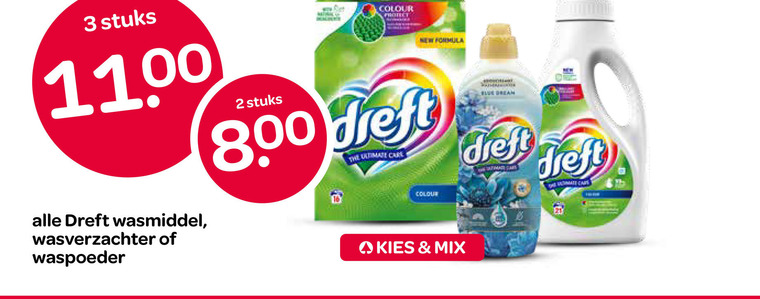 dreft wasmiddel wasverzachter 2 3 stuks waspoeder colour front new formula care mix dream folder aanbieding bij Spar Dreft wasmiddel, wasverzachter folder aanbieding bij Spar - details