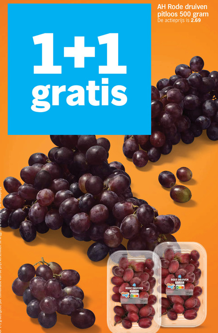 druiven 1 500 rode pitloos actieprijs fruit folder aanbieding bij Albert Heijn