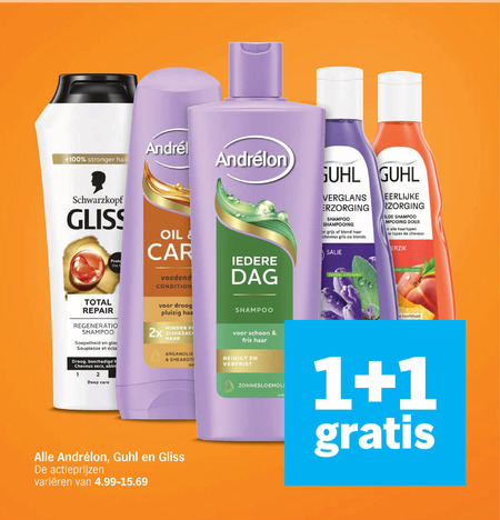 guhl andrelon gliss kur shampoo conditioner 1 2 64 100 hair schwarzkopf oil car voedend condition shampooing grijs blond haar cheveux blonds salie eerlijke verzorging doux haartypen us types perzik dag siliconen total repair soepelheid souplesse droog pluizig minder 2x arganolie schoon fris reinigt deep care varieeren hoofdhuid zonnebloemolie folder aanbieding bij Albert Heijn Gliss Kur shampoo, conditioner folder aanbieding bij Albert Heijn - details