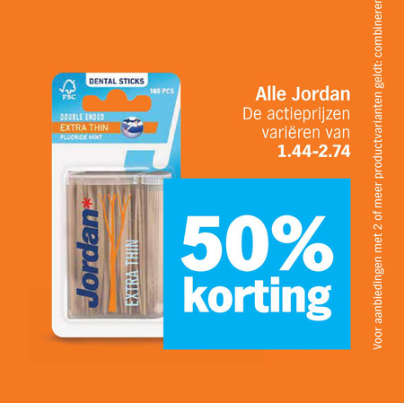 Jordan   tandenstokers folder aanbieding bij  Albert&nbsp;Heijn - details