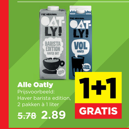 soja melk 1 2 original kuip at le barista edition oatly haver pakken liter folder aanbieding bij Plus