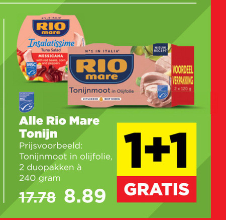 rio mare tonijn in blik 1 2 120 240 insalatissime tuna messicana with red beans and peppers italia recept tonijnmoot olijfolie voordeel duopakken folder aanbieding bij Plus Rio Mare tonijn in blik folder aanbieding bij Plus - details