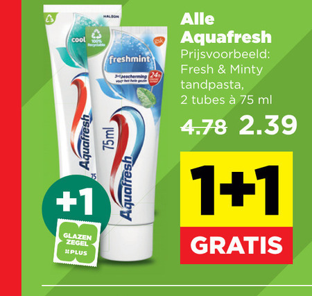 Aquafresh   tandpasta folder aanbieding bij  Plus - details