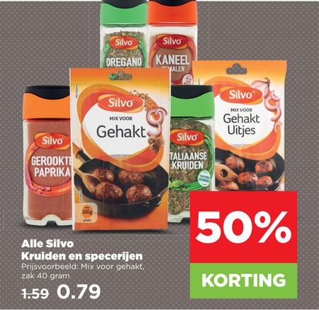 silvo kruiden 20 40 50 gerookt paprika oregano kaneel mix gehakt jaar italiaanse vakkundig uitjes specerijen zak folder aanbieding bij Plus Silvo kruiden folder aanbieding bij Plus - details