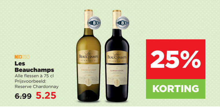 witte wijn rode 25 vignobles nix18 les beauchamps flessen reserve chardonnay languedoc folder aanbieding bij Plus