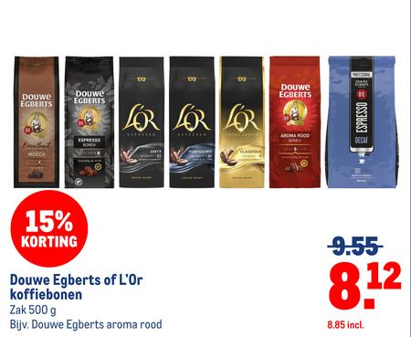 douwe egberts l or koffiebonen 6 10 12 15 500 meester excellent rijk arabica mocca espresso bonen onyx intensity intense fortissimo spicy exciting professional crema absolu aroma rood decaf classique balanced smooth evenwichtig rond coffee beans zak folder aanbieding bij Makro Douwe Egberts koffiebonen folder aanbieding bij Makro - details