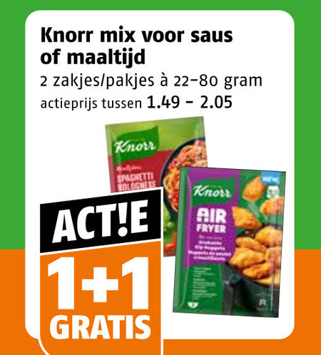 knorr maaltijdmix saus 1 2 mix maaltijd zakjes actieprijs bolognese air fryer folder aanbieding bij Poiesz Knorr saus, maaltijdmix folder aanbieding bij Poiesz - details