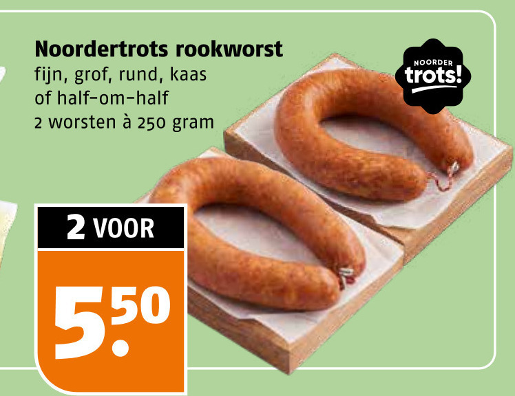 rookworst 2 250 noordertrots fijn grof rund kaas worsten noorder trots 00 folder aanbieding bij Poiesz
