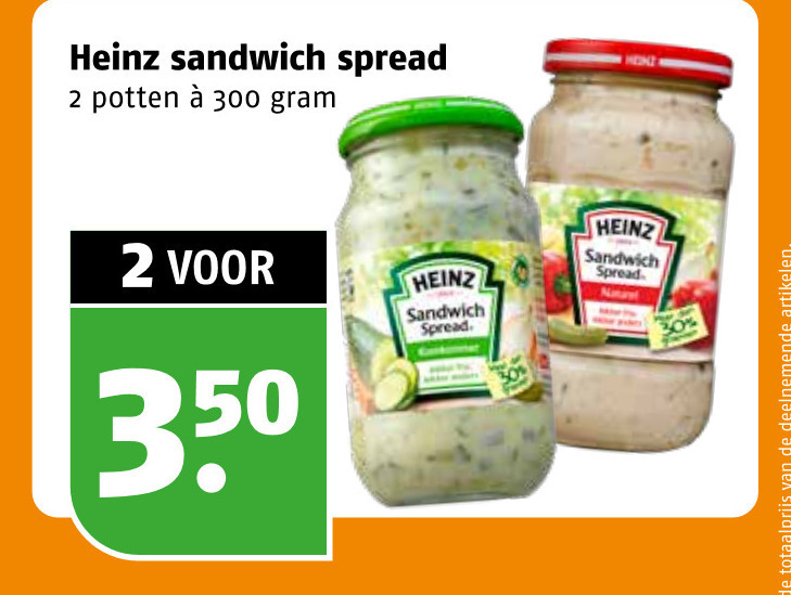 heinz sandwich spread 2 300 350 potten menz artikelen folder aanbieding bij Poiesz Heinz sandwich spread folder aanbieding bij Poiesz - details
