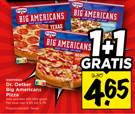 dr oetker diepvriespizza 1 dr.oetker big americans crispy outside soft inside texas dr. shoarma diepvries pizza soorten stuk bbq chicken folder aanbieding bij Vomar Dr Oetker diepvriespizza folder aanbieding bij Vomar - details