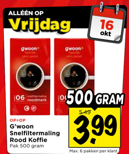 Gwoon   koffie folder aanbieding bij  Vomar - details