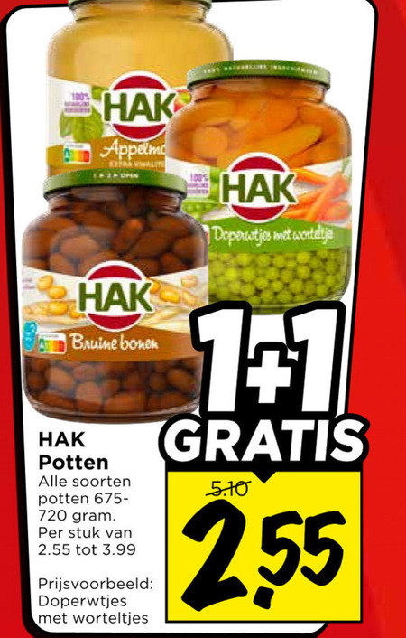 Hak   groenteconserven, bruine bonen folder aanbieding bij  Vomar - details