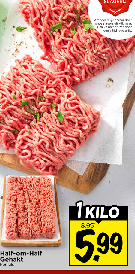 gemengd gehakt slagerij kilo ambachtelijk bereid slagers recepturen lage 5.99 folder aanbieding bij Vomar